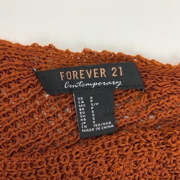 Forever 21 Tank Top Womens Small V Neck Knitted Orange - Picture 2 of 6